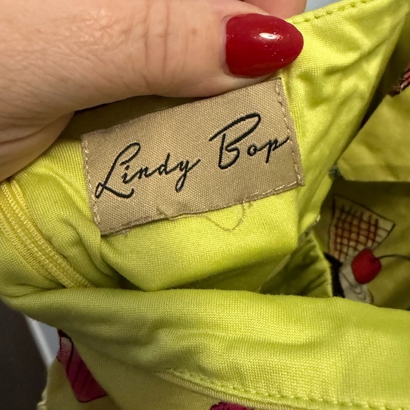 LINDY BOP Cupcake Print Yellow Halter Dress - Picture 3 of 3